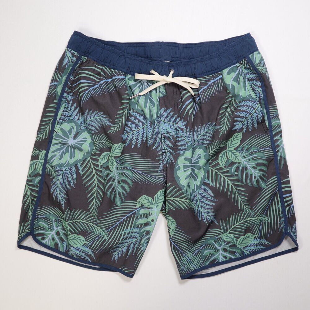 Fair Harbor Mens Large Lined Hybrid Stretch Blue Floral Shorts